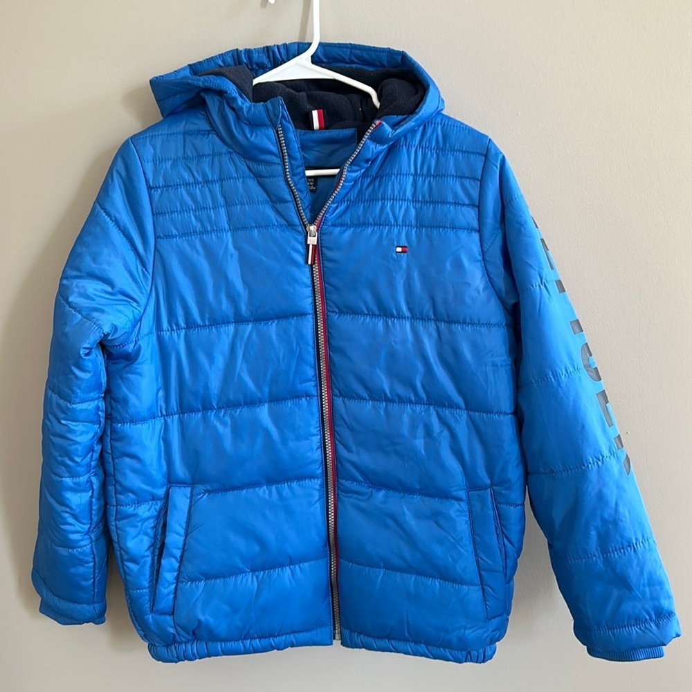Tommy Hilfiger Big Boys L 14 16 Mason Puffer Jacket hooded blue